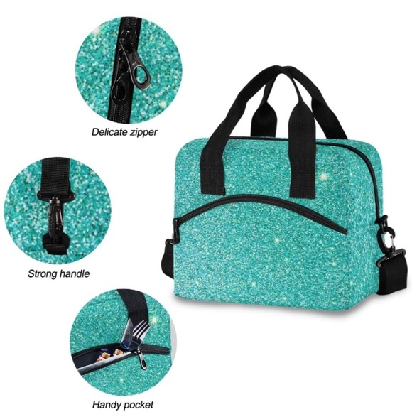 Teal print lunch bag - Picture 3 of 5